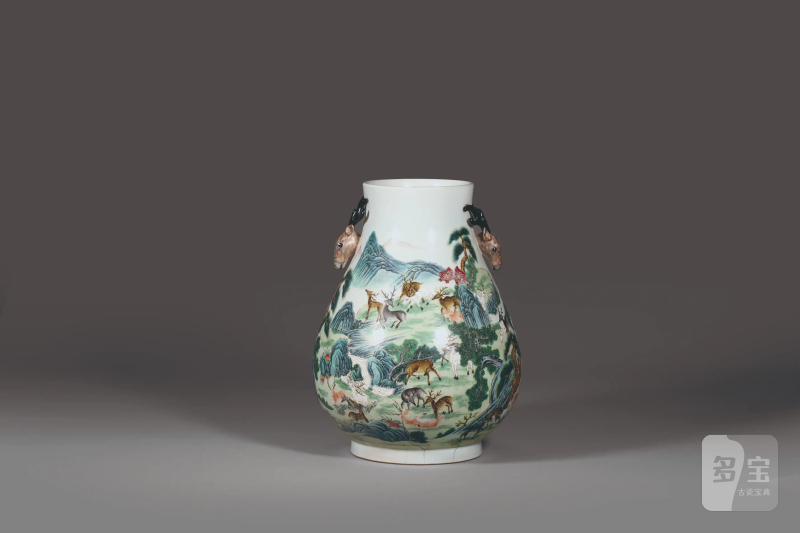 清 粉彩鹿头尊